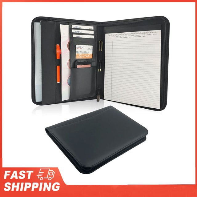 Bisofice Business Padfolio A4 Portfolio-Organizer aus PU-Leder mit Reißverschluss in Schwarz - Bild 1
