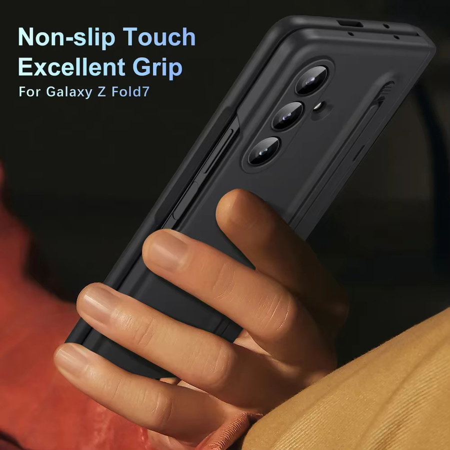 Schutzhülle für Samsung Galaxy Z Fold 7 6 5 4 3 mit Scharnier-Halterung, S Pen Steckplatz und gehärtetem Glas in Schwarz - Bild 4