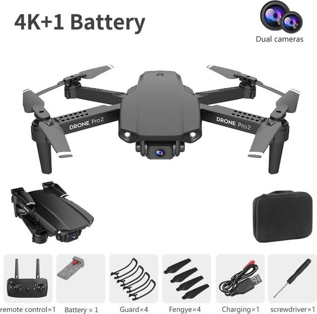 LYZRC E99PRO 4K FPV Mini Drohne mit HD Dual Camera, faltbarer RC Quadcopter mit Schwerkrafterkennung und Auto-Folgefunktion, Schwarz - Bild 1