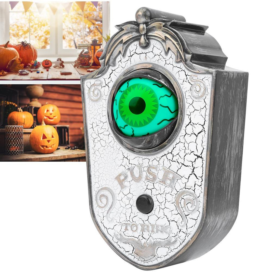 TOMTOP JMS Halloween Türklingel mit Augapfel-Dekoration und Sound, Weiß - Bild 1