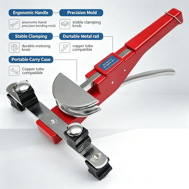 Bymaocar CT-999F Manuelles Rohrbiegegerät-Set in Rot mit Schneid- und Entgratwerkzeug sowie Aufbewahrungskoffer für 6 bis 22 mm - Bild 1