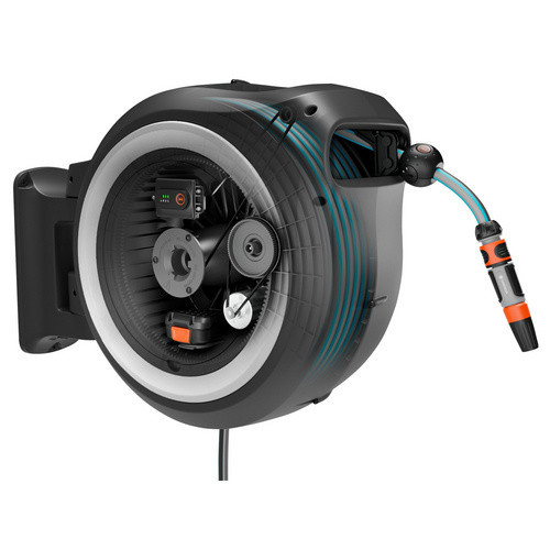 Gardena Akku-Wand-Schlauchbox PowerRoll XL 18V mit 35 m Schlauch in Grau-Weiß - Bild 4