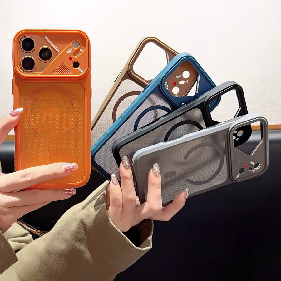 Stoßfeste magnetische Handyhülle mit MagSafe und Acryl-Wärmeableitung von aierkeba für iPhone in Gold - Bild 4