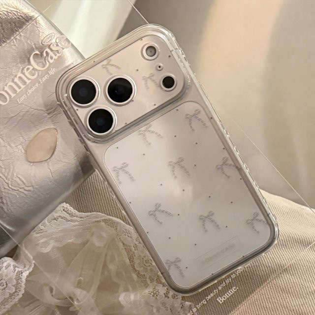 Transparente iPhone Schutzhülle mit grauem Koreanischem Cartoon Schleifenmuster für Apple iPhone 17 16 15 14 13 12 11 Pro Max Stoßfeste Weiche Abdeckung - Bild 1