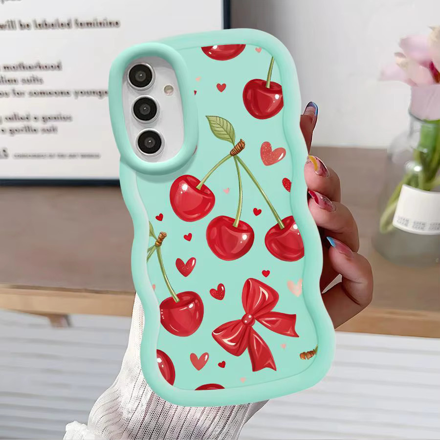 Soft Phone Cover für Samsung Galaxy A-Serie in Rot mit Lovely Cherry Design - Bild 1