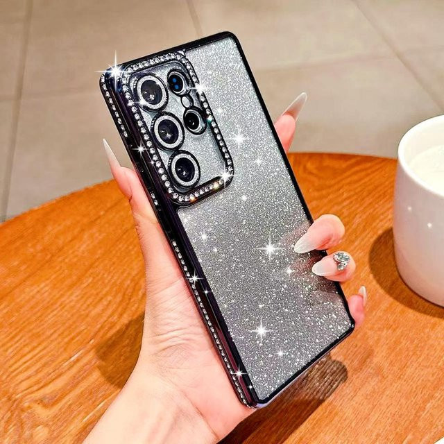 Bling Glitzer Gradient Diamant Handyhülle für Samsung Galaxy S26 S24 S23 Ultra in Transparent Silver - Bild 1