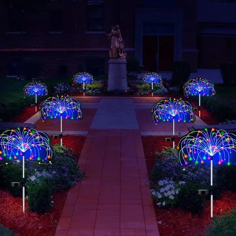 OKAL RED EAST Solar-Gartenleuchten mit 8 Modi, RGB Multicolour LED Feuerwerkslichter, spritzwasserfeste Solar-Lichterkette für Garten, Hochzeit und Party - Bild 2