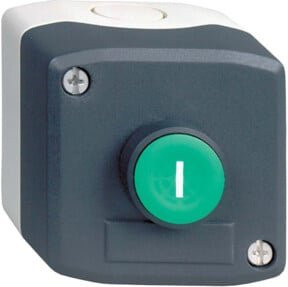 Schneider Electric Aufbaugehäuse mit Drucktaster in Grau und Grün, IP66, Kunststoff, 1S1Ö, XALD102E - Bild 1