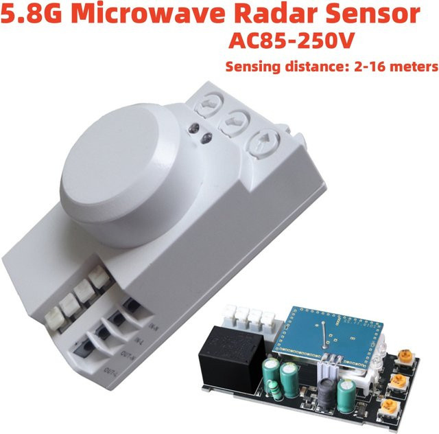 diymore 5,8G Mikrowelle Radar Sensor Schalter mit intelligenter Energiesparsteuerung, Bewegungsmelder, Farbe: Weiß, AC85-250V - Bild 1