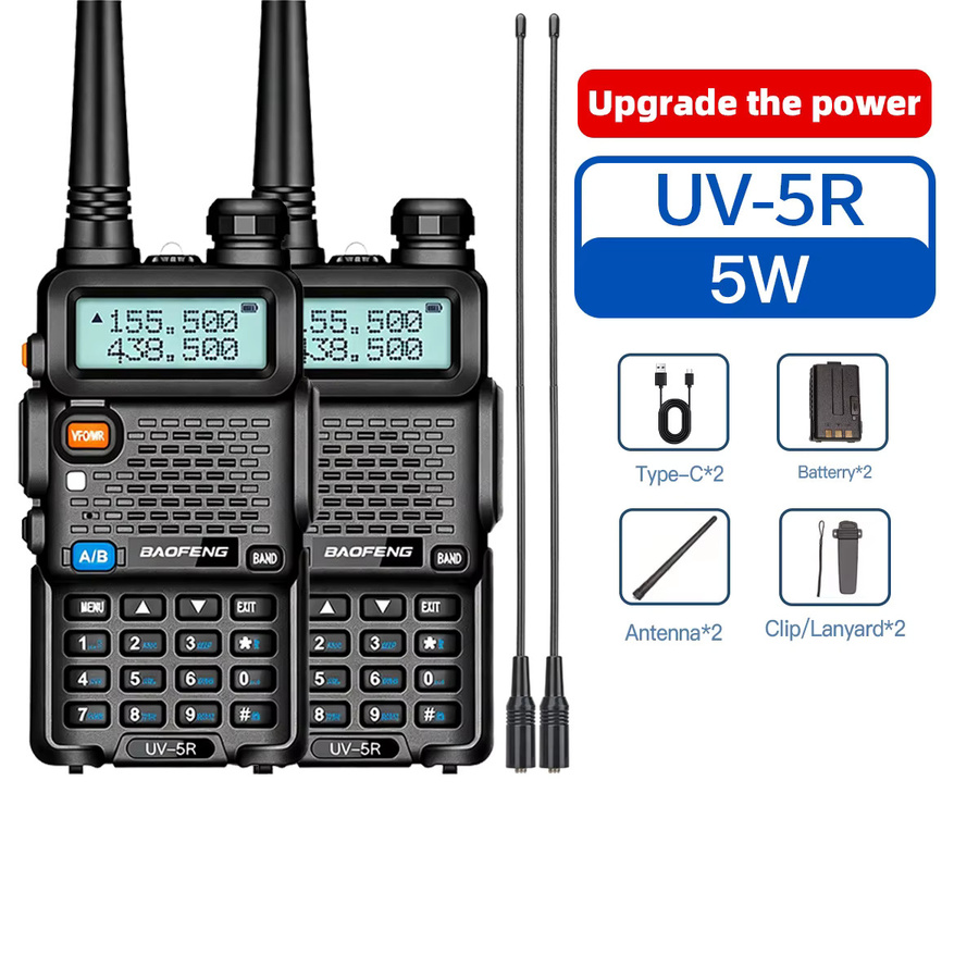 Baofeng UV-5R Dual-Band Walkie-Talkie VHF/UHF 5W Tragbares Langstrecken-Funkgerät mit 128 Kanälen in Schwarz - Bild 6
