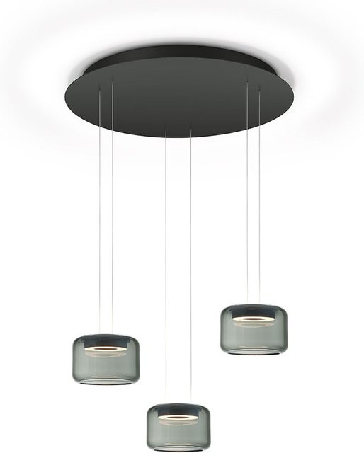 Knapstein Sidra-Rondo LED-Pendelleuchte in Schwarz mit Glas und höhenverstellbarer Aufhängung - Bild 1