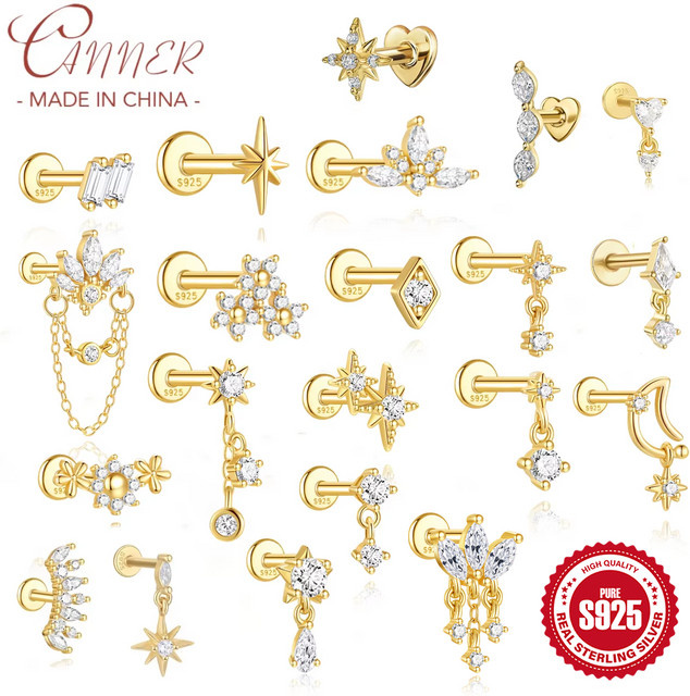 CANNER Ohrstecker 925 Silber, Sterne Mond, Damen - Bild 1