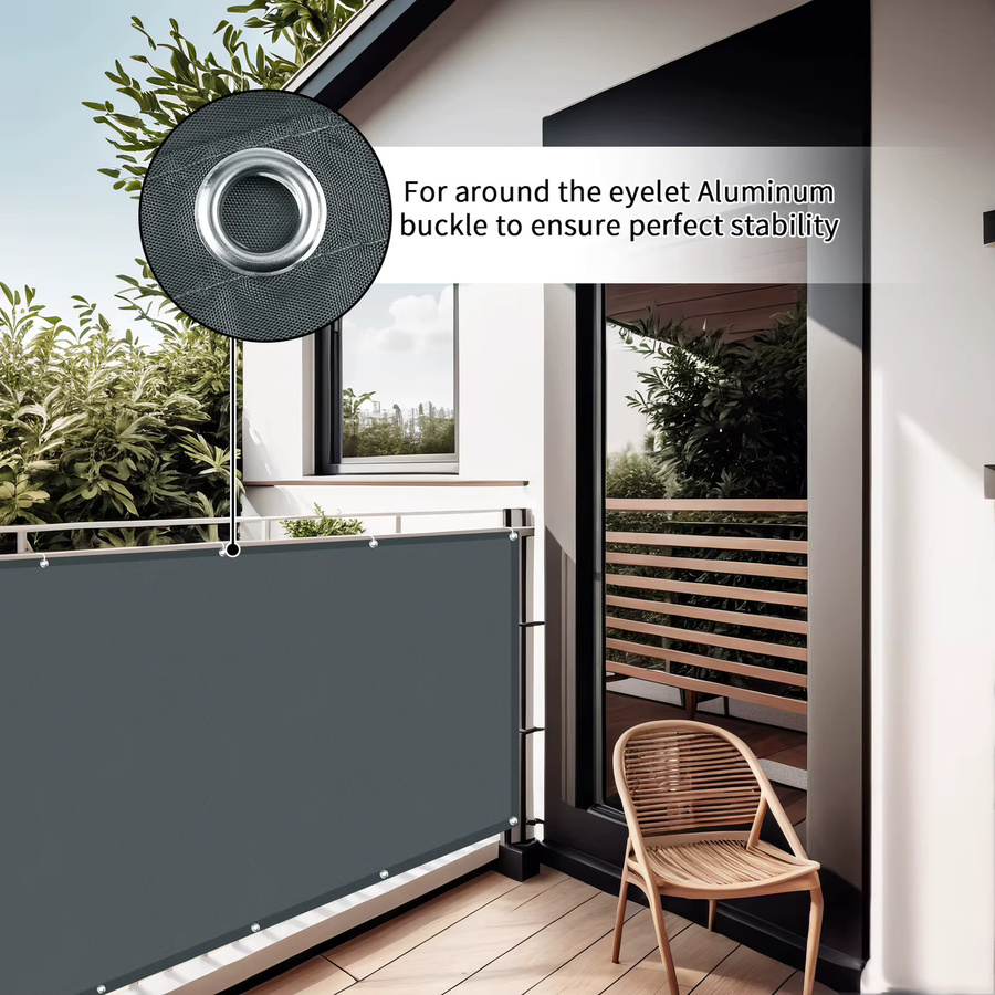 Wasserdichter Sichtschutz für Balkon und Terrasse aus Polyester, Grau, Höhe: 90 cm - Bild 2