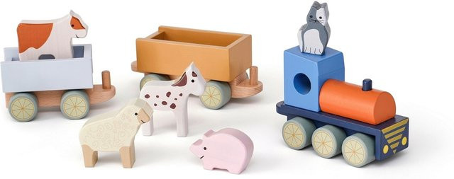 Kids Concept Zug mit Bauernhoftieren, Holz, ab 1 Jahr - Bild 1