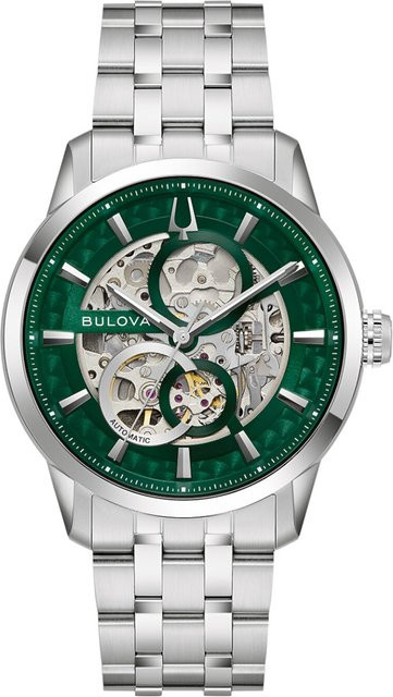 Bulova Herrenuhr Automatik, Edelstahl, Grün, 40 mm, 3 ATM - Bild 1