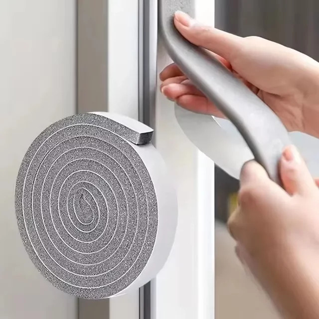 4M Selbstklebender PU-Schwammschaum-Dichtungsstreifen in Grau für Türen, Fenster und Möbelschutz - Bild 1