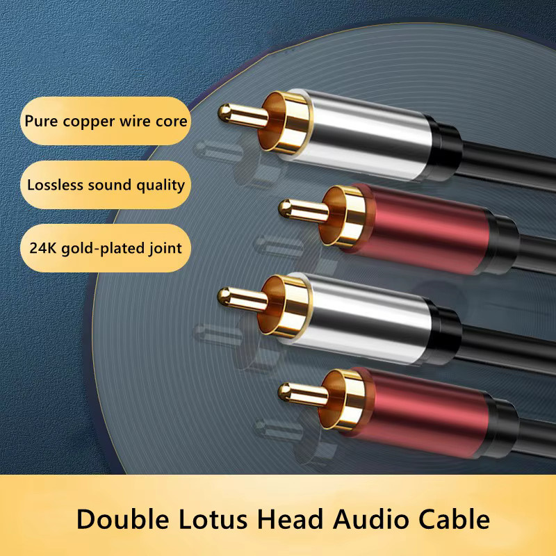 BOHCHONG Audio-Video-Kabel 2RCA zu 2RCA in Schwarz mit Reinkupfer-Signalleitung für HIFI-Verstärker und TV-Box - Bild 3