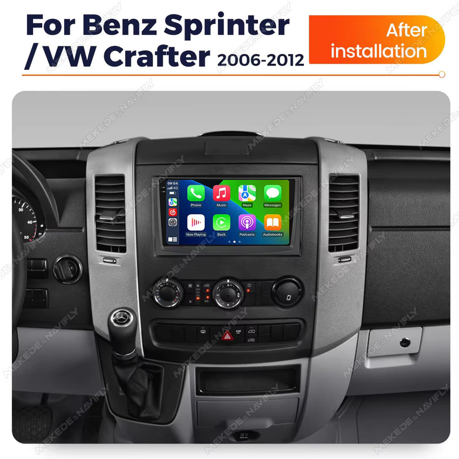 MEKEDE Android Multimedia Autoradio mit IPS-Touchscreen und kabellosem CarPlay für Benz Sprinter und VW Crafter, Schwarz - Bild 2