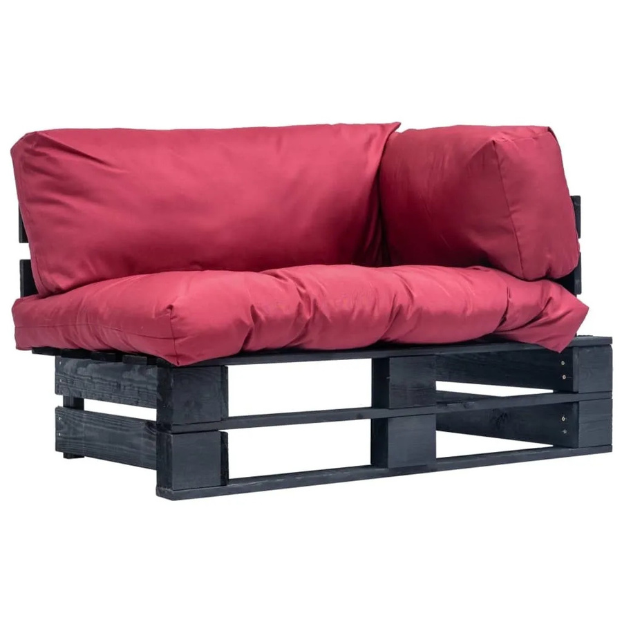 vidaXL Outdoor-Sofa aus Kiefernholz mit Kissen in Rot und Schwarz für Garten und Terrasse - Bild 2