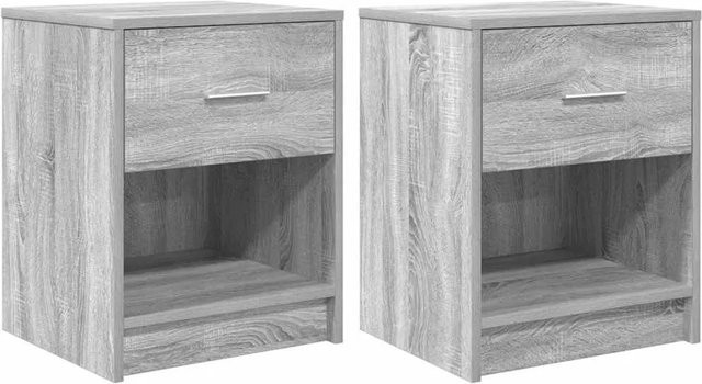 vidaXL Nachttische 2er Set mit Schublade in Grau Sonoma, B/T/H: 40 x 34 x 50 cm - Bild 1