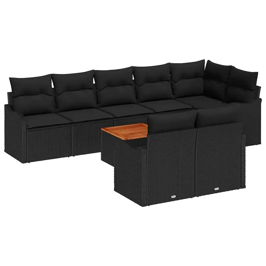 vidaXL Garten-Sofa-Set 9-teilig aus Poly Rattan in Schwarz mit Stauraumfunktion und Gartentisch - Bild 2