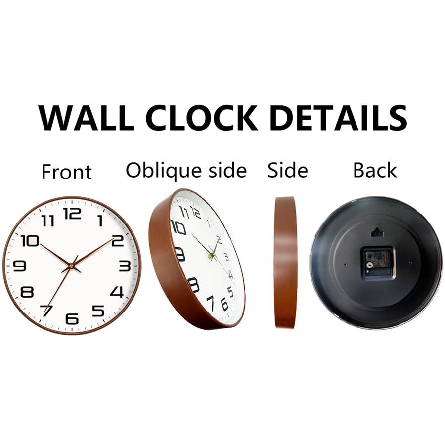 Mabpedo Klassische runde Wanduhr mit Glas und großen Ziffern in Schwarz oder Weiß - Bild 4