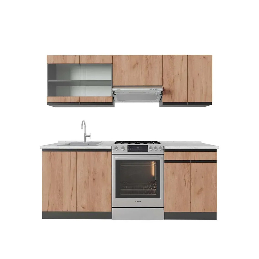 Vicco R-Line Küchenzeile Goldkraft Eiche/Anthrazit mit Marmor Opt, Breite: 200 cm - Bild 2
