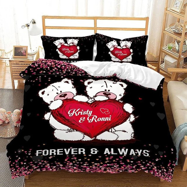 Personalisierte Bettwäsche mit Namen von Lodestar, Set aus Bettbezug und Kissenbezug in Schwarz, B/H: 240 x 220 cm - Bild 1