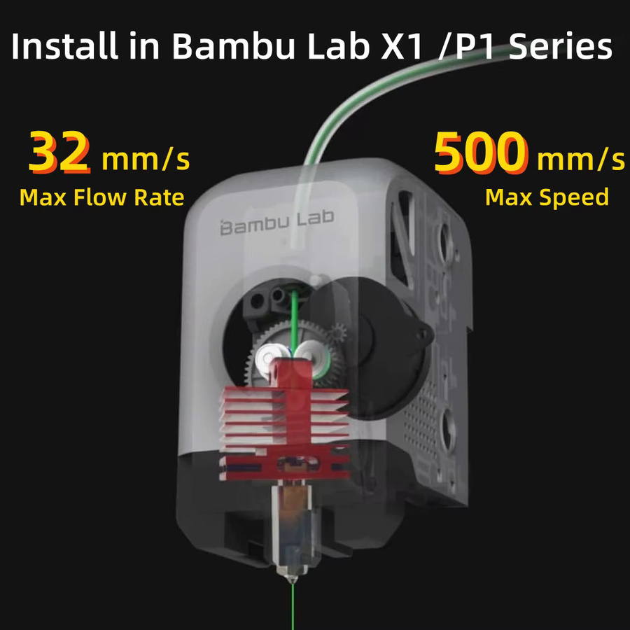 Bambu Lab Upgrade Hotend TZ 4.0 mit gehärteter Düse für P1P, P1S, X1C, X1 und X1E 3D-Drucker in Rot - Bild 2