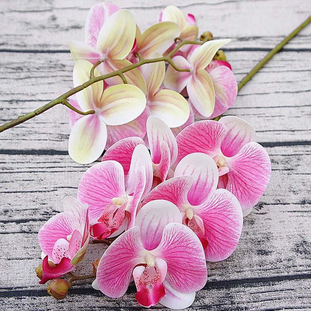 TTCY Künstliche Orchideen mit Schmetterlingen in Pink, 6er Bündel aus Kunststoff zur Tischdekoration - Bild 1