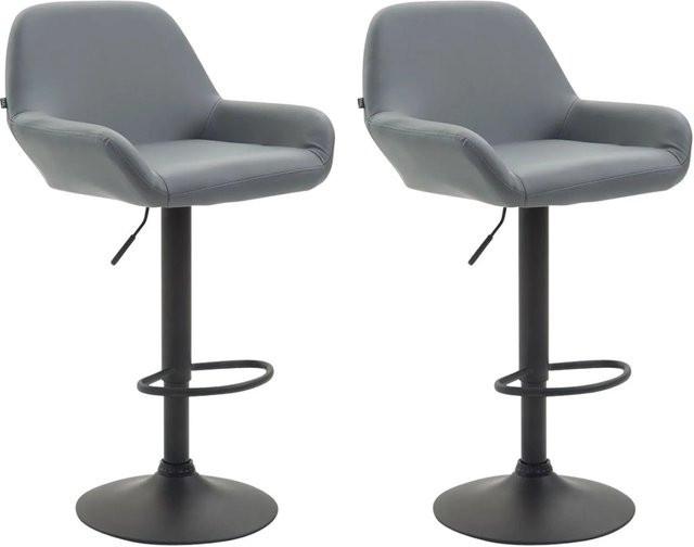 DELUKE Barhocker Dublin 2er Set, Barstühle aus Kunstleder in Grau und Schwarz mit Lehne und 360 Grad Drehsitz - Bild 1