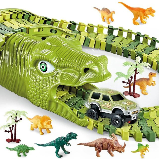 YunDuo BaBy Dinosaurier-Rennschienen, Schienenauto-Spielzeug, Kunststoff, Bunt / Mehrfarbig - Bild 1