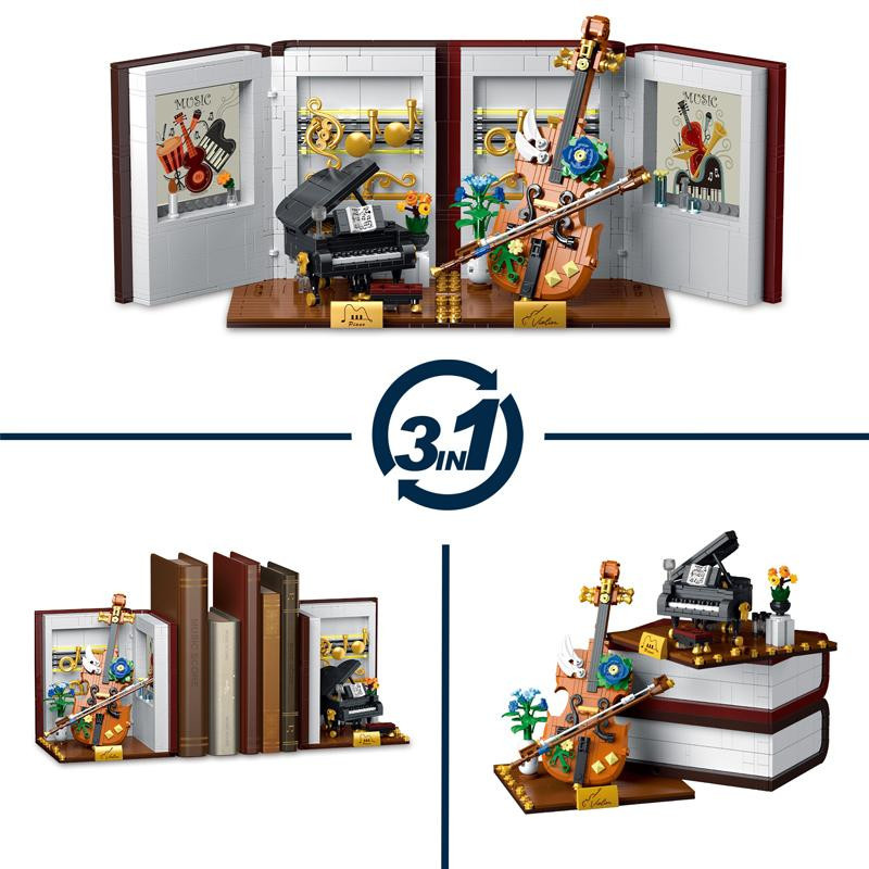 Linyi toy 3-in-1 Musikinstrument Klavier Geige Buchstütze Gebäude 1520 Stück - Bild 4