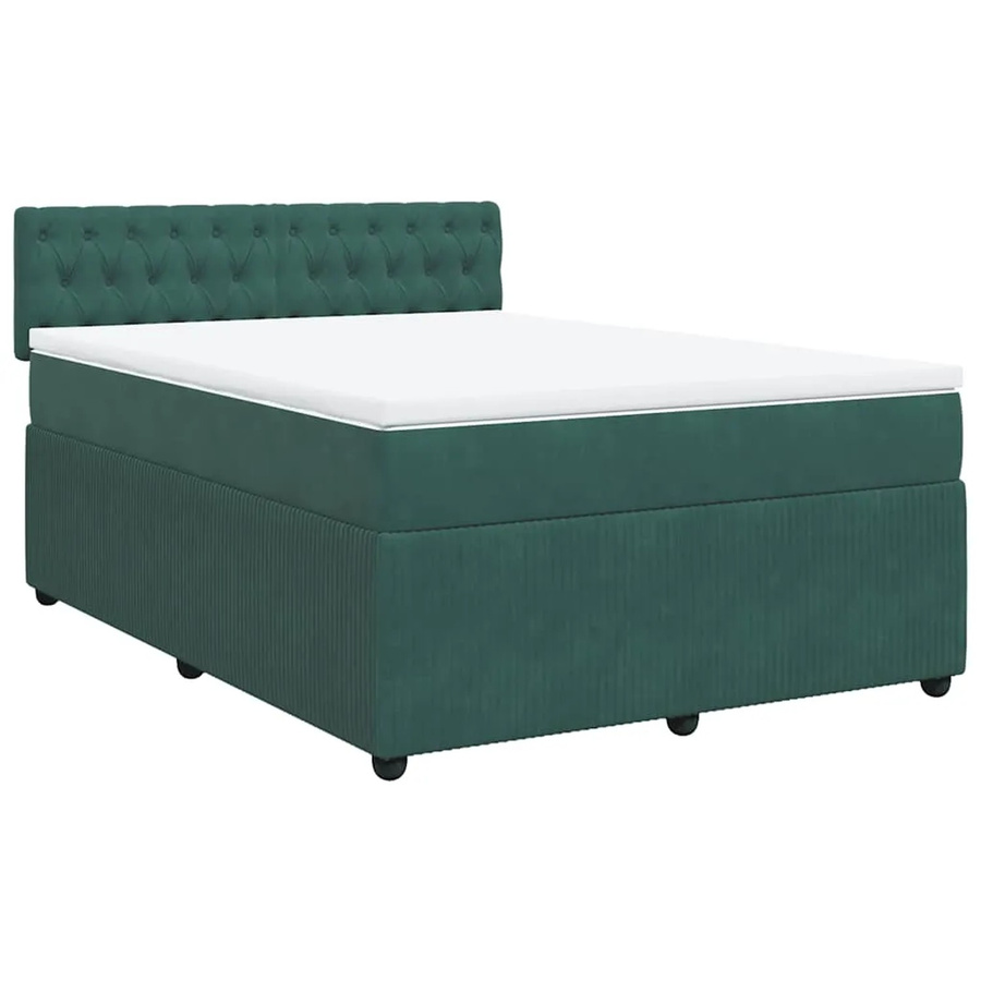 vidaXL Boxspringbett mit Matratze Dunkelgrün Samt B/T: 160 x 200 cm - Bild 2