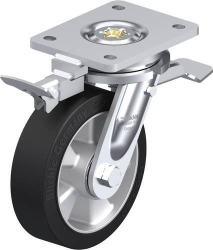 Blickle Lenkrolle LO-ALEV 160K-ST-RI4 mit Feststeller in Silber und Schwarz, Rad-Durchmesser: 160 mm, Tragfähigkeit: 400 kg - Bild 1