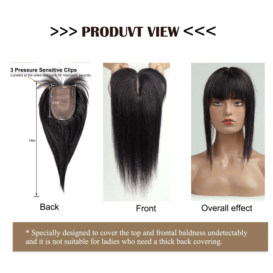 HAIRCUBE Remy-Echthaar-Topper mit Pony, dunkelschwarz, Damen - Bild 5