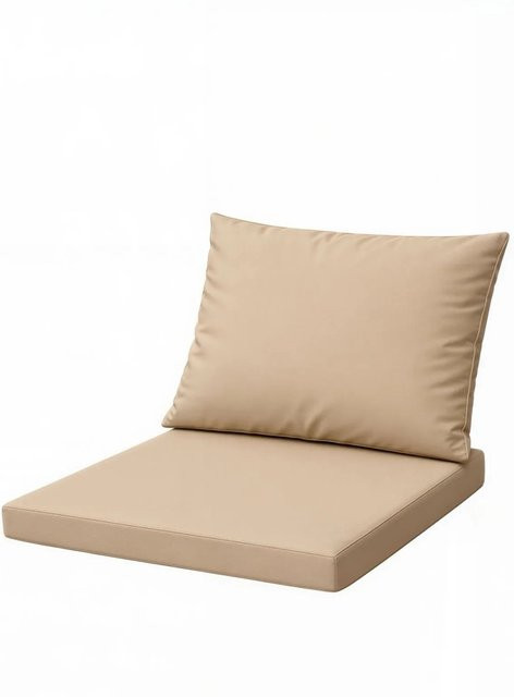 Setgarden Mix 6er Set Sitzkissen für Polyrattan Sessel in Beige mit abnehmbarem Bezug, Sitzkissen B: 50 cm, T: 52 cm, H: 7 cm und Rückenlehne B: 50 cm, H: 56 cm - Bild 1