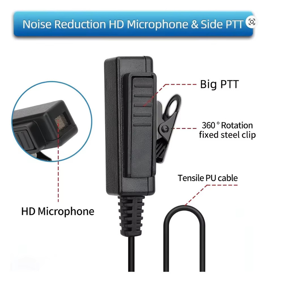 ABBREE Walkie-Talkie-Ohrhörer-Headset mit Mikrofon für Motorola XPR3000 XIRP6600 DP2000 MTP3200 DP2400 MTP3250 in Schwarz - Bild 2