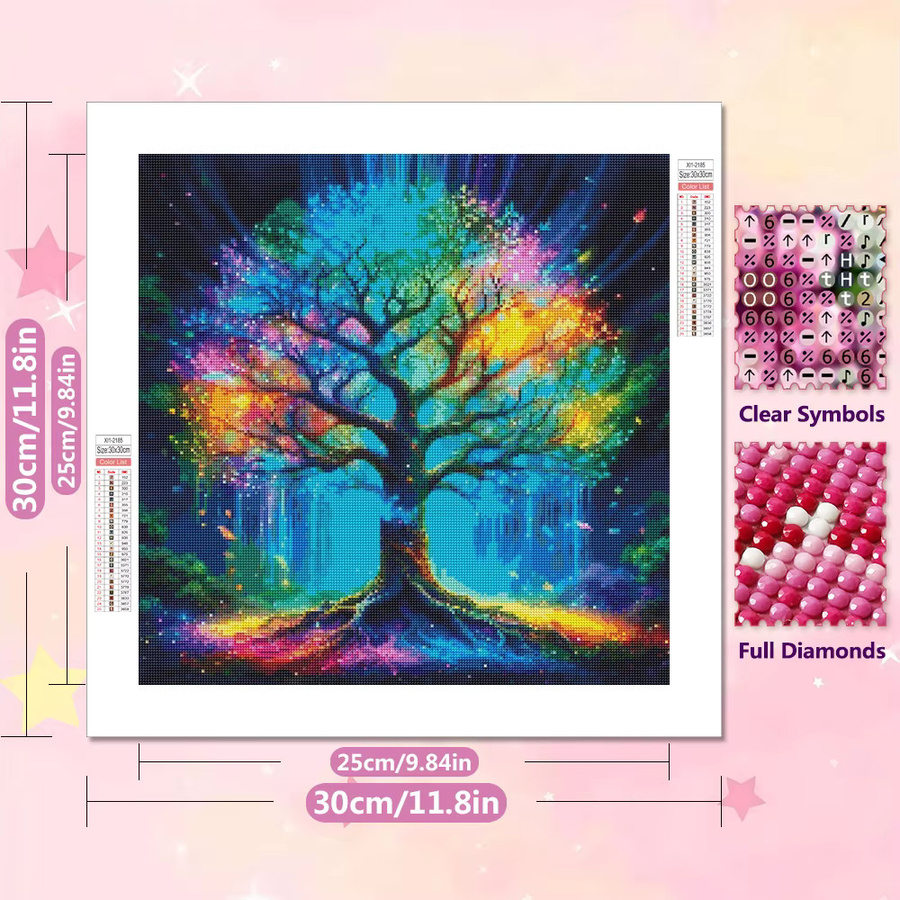 EverShine Diamond Painting Leuchtender Baum 5D Mosaik Set mit Rundbohrern in Multicolour zur DIY Landschafts-Stickerei und Heimdekoration - Bild 2
