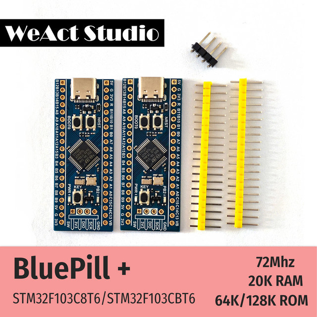 WeAct Bluepill Plus STM32F103C8T6 STM32F103CBT6 ARM STM32 Minimum System Development Board Modul in Blau - Bild 1