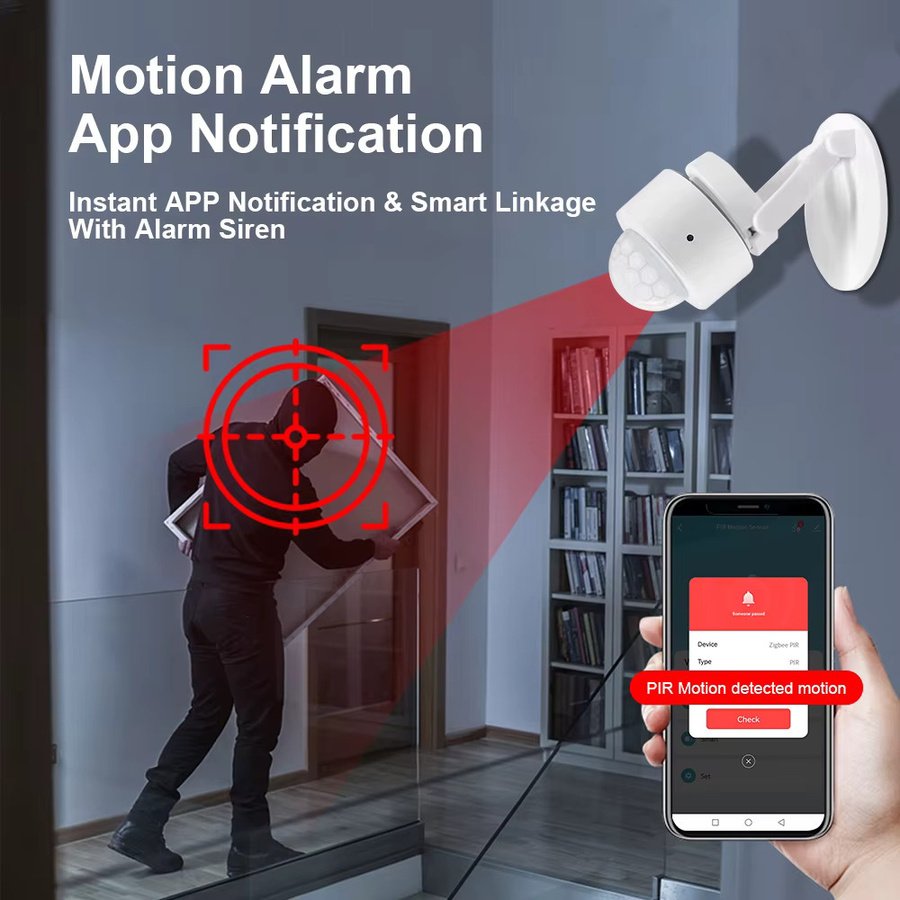 Tuya Zigbee Bewegungssensor mit PIR-Technologie für Smart Home Sicherheitsalarm, Weiß - Bild 2
