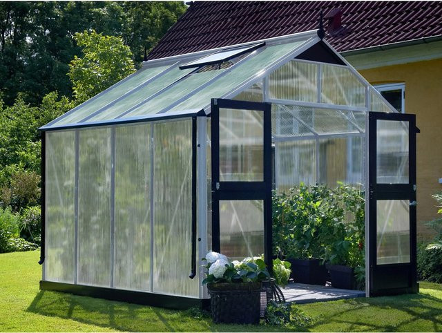 Juliana Gewächshaus Premium 8 aus Aluminium mit transparentem Polycarbonat und Satteldach - Bild 1