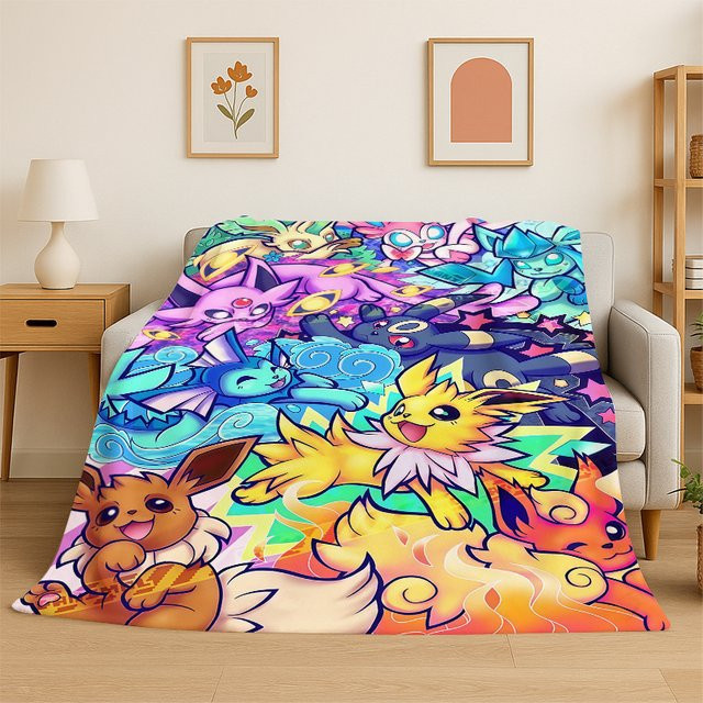 Potdemiel Pokemon Pikachu Flanelldecke für Kinder, weiche und warme Fleece-Überwurfdecke, Mehrfarbig, B/T: 90 x 75 cm - Bild 1