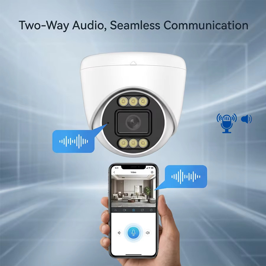 SIMICAM IP PoE Sicherheitskamera mit 4K 8MP Auflösung, Dual-Lampen-Nachtsicht, Zwei-Wege-Audio und Onvif in Weiß - Bild 2