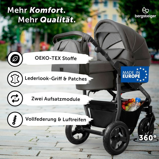 Bergsteiger Kinderwagen Capri 3in1 Kombiwagen mit Babyschale in Grau - Bild 1