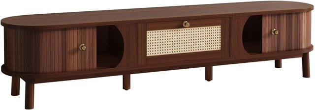 okwish TV Schrank mit Rattan Türen und Schubladen in Braun für dein Wohnzimmer, B/T/H: 170 x 39,5 x 38 cm - Bild 1