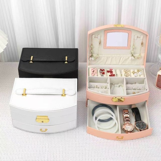 DELESYS Schmuckaufbewahrungsbox, fächerförmig, doppellagig, Unisex - Bild 1