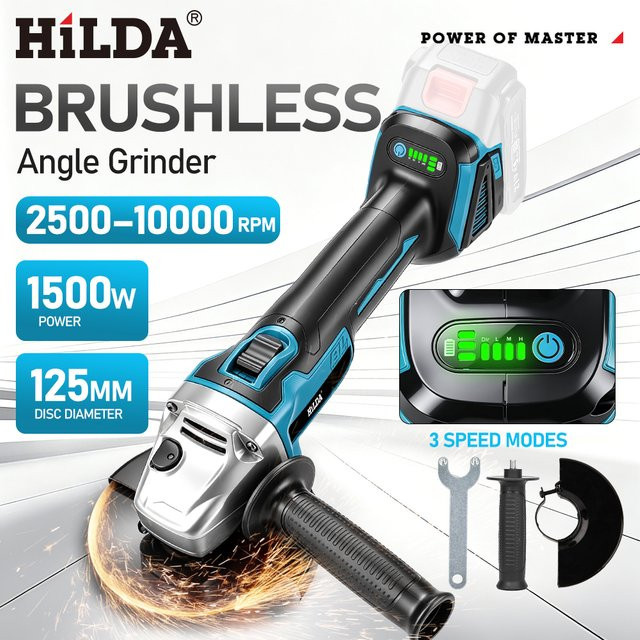 HILDA 21V Bürstenloser Winkelschleifer als kabelloses Elektrowerkzeug für Makita LXT Akkus zum Schneiden von Metall und Holz - Bild 1
