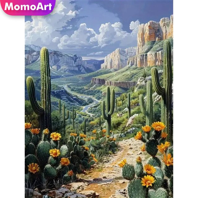 Momoart Diamant-Mosaik DIY-Bastelset Kaktus und Berglandschaft in Multicolour für Anfänger - Bild 1