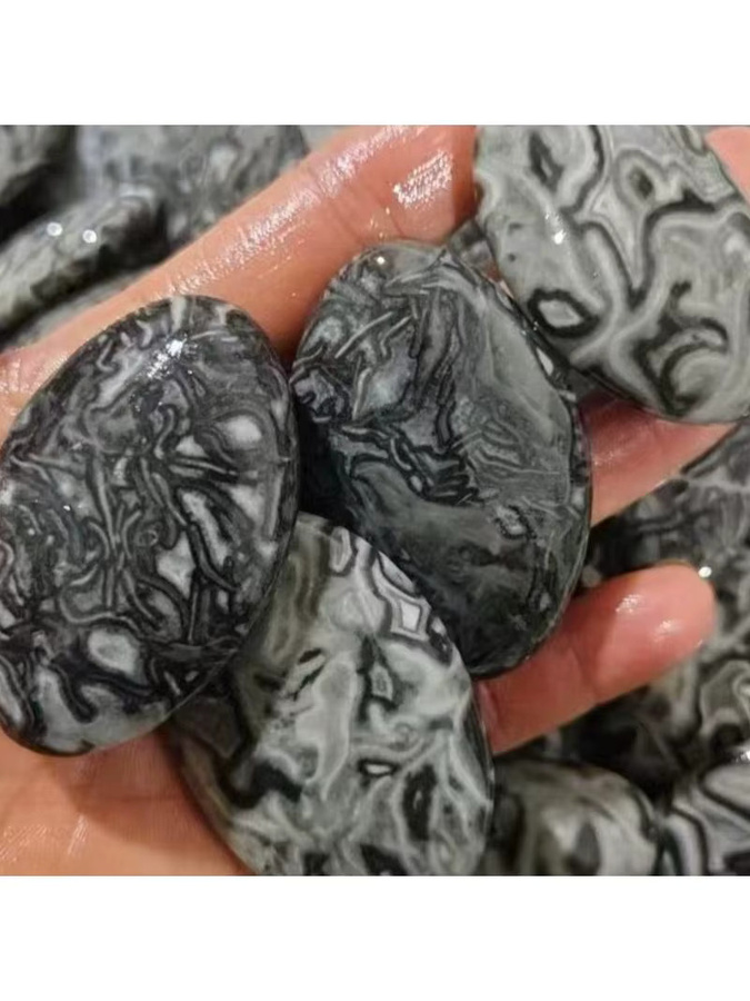 CrystalHola Picasso-Jaspis Handstein aus natürlichem Quarz in Mehrfarbig, ovaler Edelstein zur Dekoration - Bild 5